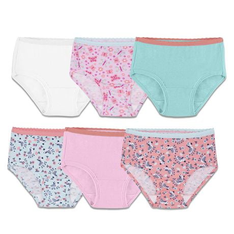 Fruit of the Loom bambin fille 6PK Brie de coton assorti, Taille 2T/3T Bambin