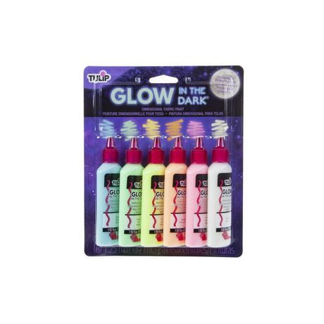 Tulip 1.25 fl oz Dimensional Fabric Paint 6 Pack Glow In The Dark, Dimensional fabric paint