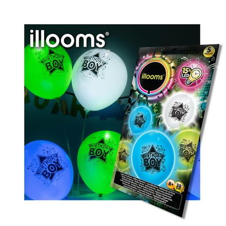 illooms Light up Birthday Balloons 5PK, Birthday Boy Balloons