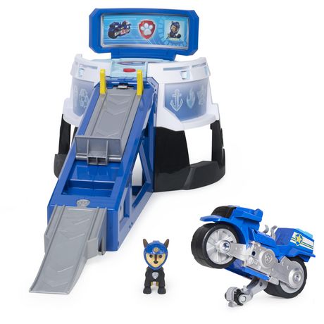 Paw Patrol, Moto Pups Moto Hq Playset With Sounds And Exclusive Chase Figure And Motorcycle Vehicle Multi