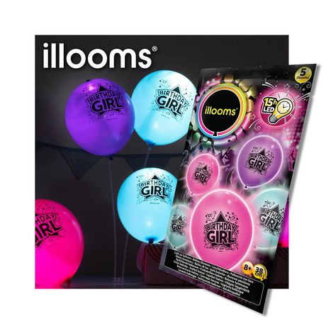 illooms Birthday Balloons 5Pk, Birthday Girl