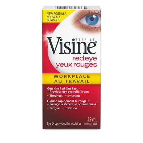 Visine Workplace Eye Drops Polyethylene Glycol, Hydrochloride - Dust Irritation, Dry Eyes, Red Eye, Strained Eyes - 15 mL, 15 mL