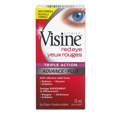 Visine Triple Action Eye Drops - Polyethylene Glycol, Hydrochloride - Dry Eyes, Red Eye, Strained Eyes, Tired Eyes - 15 mL, 15 mL