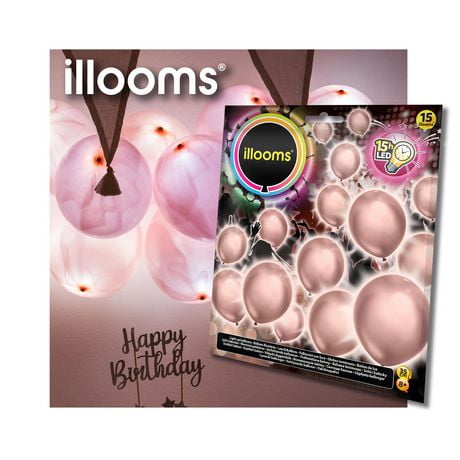 illooms Rose Gold Balloons 15Pk, Light up rose gold balloons