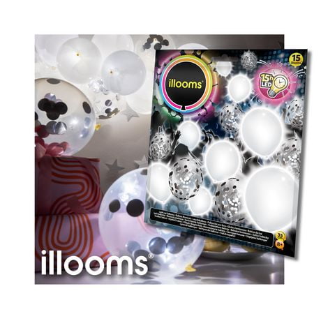 Silver and White Confetti Balloons 15Pk, Light up balloons