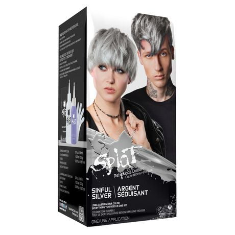 Splat Sinful Silver Semi-Permanent Bold Hair Color, Splat Sinful Silver