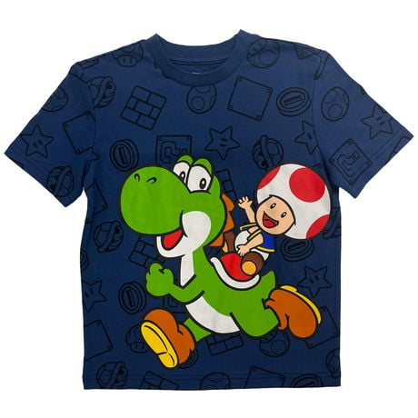 Super Mario Boys SM Yoshi Toad Brush Run Short Sleeve Crew, Size: XS-XL