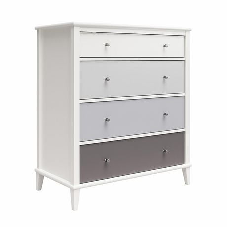 Multi-Colored 4 Drawer Dresser, White and Gray
