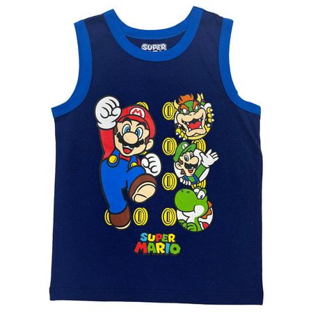 Super Mario Boys Mario Grab Them Coins Tank, Size: XS-XL