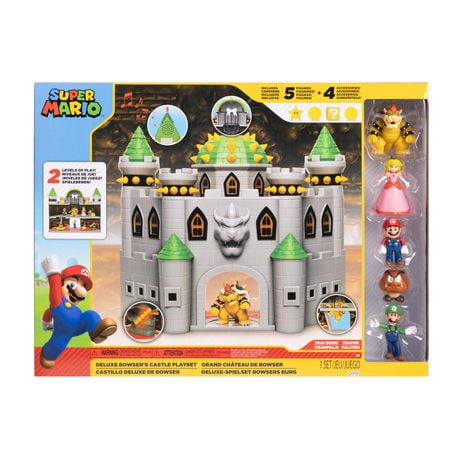 L'ensemble Château de Bowser de luxe Super Mario avec 5 figurines en bonus 3 ans et plus, 2,5po