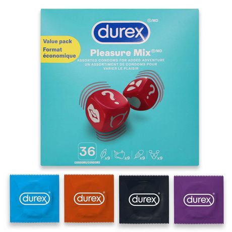 Paquet économique de condoms Durex Pleasure Mix emballage de 36