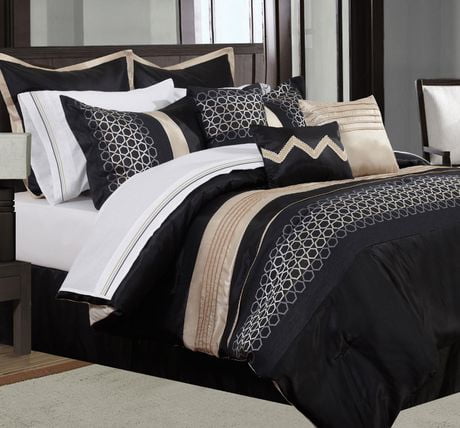 Safdie & Co. Home Deluxe Collection Black 100% Polyester Comforter Set ...