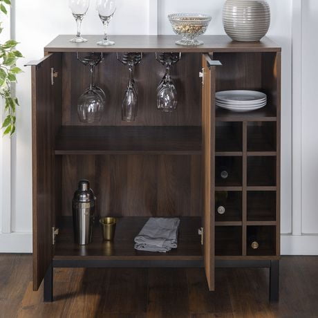 Manor Park bar Cabinet with Wine Storage - Dark Walnut | Walmart Canada