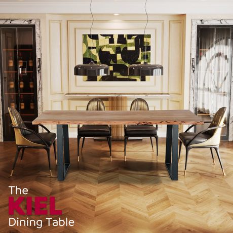 Primo International Kiel Wood And Metal, Wood And Metal Dining Table With Bench