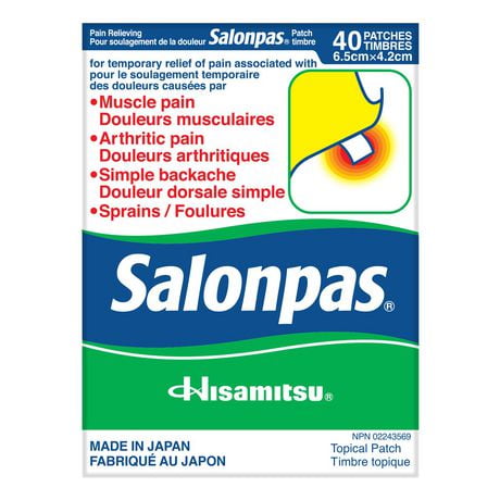Salonpas Pain Relieving Patch, 40 Patches (6.5 cm x 4.2 cm)