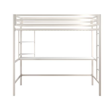 Novogratz Maxwell Metal Twin Loft Bed, Novogratz Maxwell Metal Full Loft Bed With Desk Shelves White