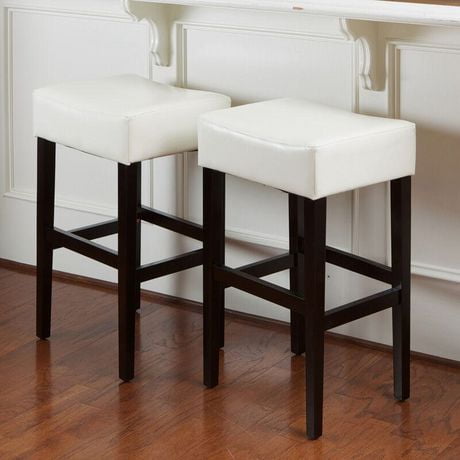 Julie Ivory Leather Backless Bar Stools (Set of 2) | Walmart Canada