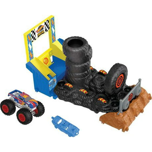 Hot Wheels Monster Trucks Arena Smashers Race Ace Smash Race Challenge Playset with 1 Vehicle