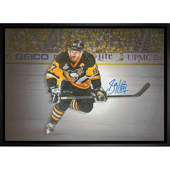 Toile signée encadrée po mettant en vedette Sidney Crosby des Penguins