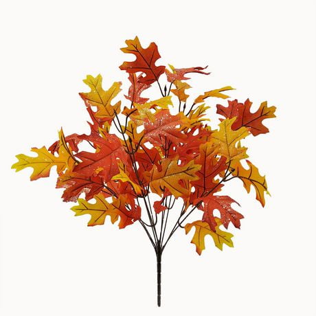Piliers Buisson de feuillage artificiel intérieur, feuilles de chêne, couleur orange, hauteur assemblée 48cm