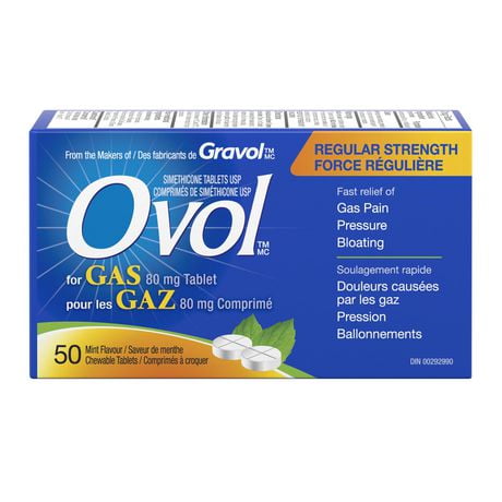 Ovol Regular Strength -  80mg Chewable  - Mint Flavour, Mint flavoured chewable tablet