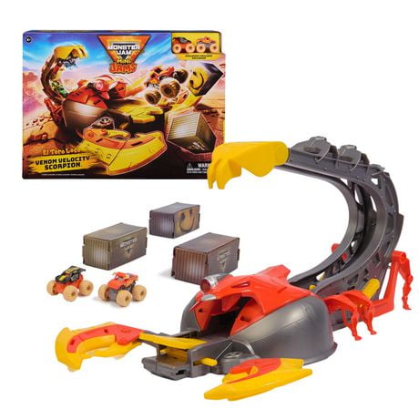 Monster Jam, El Toro Loco Venom Velocity Scorpion Playset, Mini Jams, 2 Exclusive Die-Cast El Toro Loco and Max-D Monster Truck, Kids Toys for Boys Ages 3 4 5 6+, Scorpion Playset