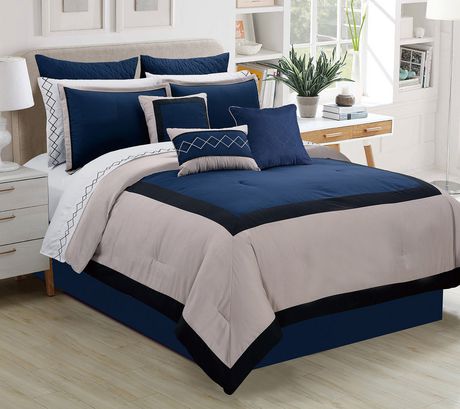 Safdie & Co. Home Deluxe Collection Navy 100% Polyester Comforter Set ...