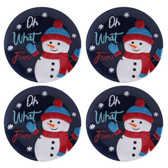 Holiday Time Snowman 9" Salad Plate, 4-Piece