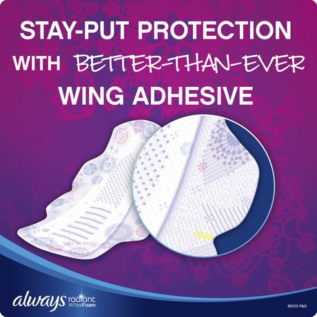 Always Radiant Flex Foam Overnight Pads with Wings | Walmart.ca