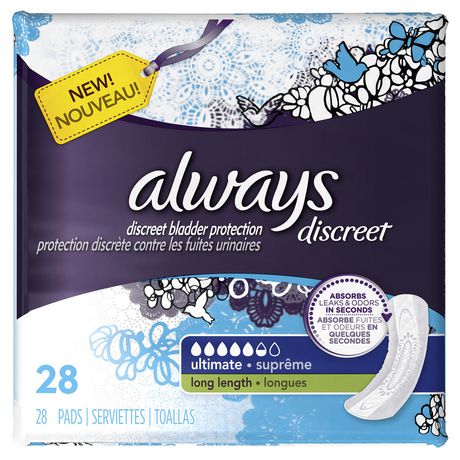 Always Discreet, Incontinence Pads, Ultimate, Long Length | Walmart Canada