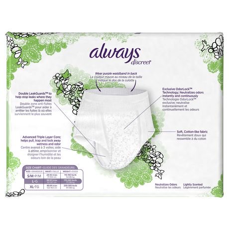 Always Discreet, Incontinence Underwear, Maximum Absorbency, Large ...