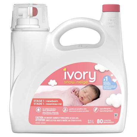 Ivory Neige 1 : Détergent à lessive liquide pour nouveau-né, 80 brassées, 3,4 L (105 oz liq) 3,1L