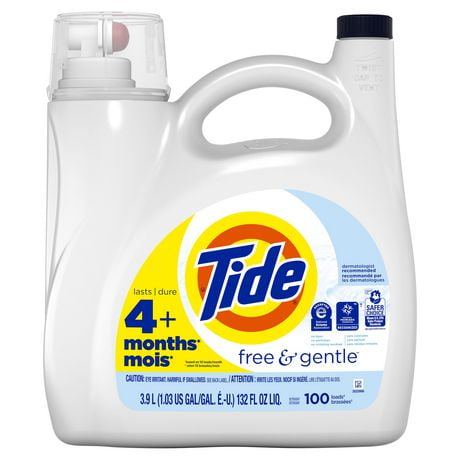 Tide Free & Gentle Liquid Laundry Detergent, HE Compatible, 3.9L