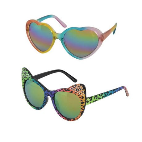 Cool Kidz Girls Rainbow heart-Shaped and Leopard Cateye Sunglasses