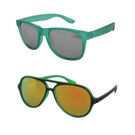 Cool Kidz Boys Green Wayfarer and Black Plastic Aviator Sunglasses