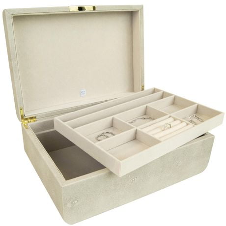 Mele and Co Rebecca Vegan Leather Jewelry Box in Cream