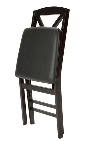 Cosco Espresso Wood Folding Chair With Vinyl Seat X Back 2 Pack   6000197888532 