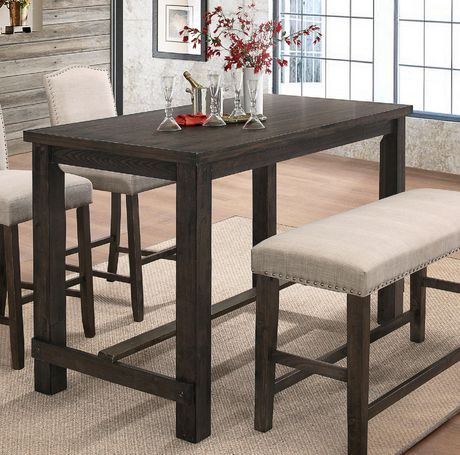 Topline Home Furnishings Espresso, Bar Style Table And Chairs Canada
