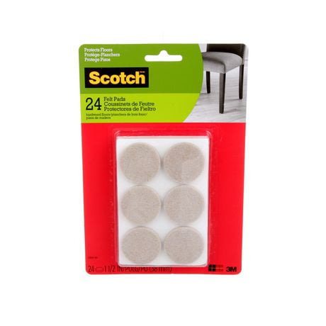 Coussinets de feutre ronds Scotch® SP804-NA, beiges 1,5 po, 24/paquet