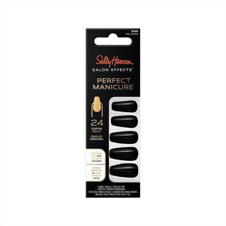 Sally Hansen - Salon Effects® Perfect Manicure™ coffin-shaped press-on nails - includes 24 premium fake nail, nail file, wooden stick, prep pad, adhesive tabs and nail glue, Premium ready to wear nails