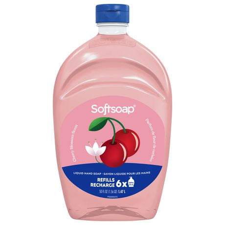 Softsoap Savon liquide pour les mains à la fleur de cerisier en édition limitée, bouteille de recharge de 1,47 L Savon doux Fleur de Cerisier 1,47L