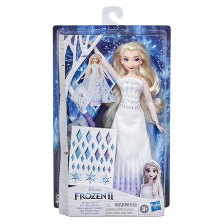 Disney's Frozen 2 Design-a-Dress Elsa Fashion Doll With Stickers, Marker, and Stencil, Toy for 3 Year Old Kids and Up