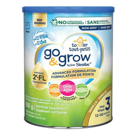 Boisson pour tout-petits Similac Go & Grow Étape 3 avec 2'-FL. 2'-FL : Innovation pour le soutien immunitaire, poudre, 12-36 mois, saveur de vanille, 850 grammes 1x850g