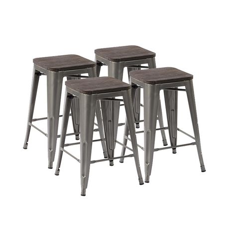 Homycasa 24 Inch Backless Wood Metal Counter Stools Walmart Canada   6000205894786 