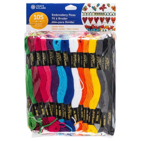 Coats & Clark™ J&P Coats Value Pack Multicolor Embroidery Floss, Mercerized Cotton, 8.75 Yards, Multi-purpose embroidery Floss