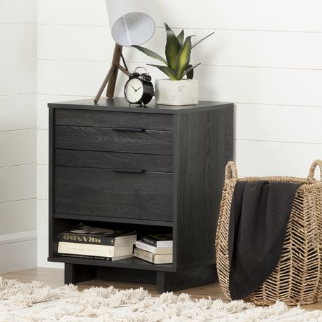 South Shore Fynn Nightstand with Drawers And Cord Catcher