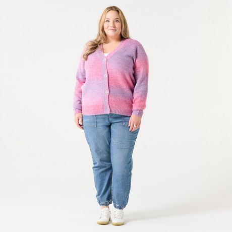 V-NECK BUTTON FRONT SPACE-DYE CARDIGAN