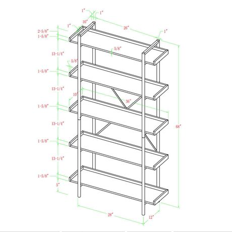 Industrial Bookcase And Storage Shelf, Typical Bookcase Shelf Height
