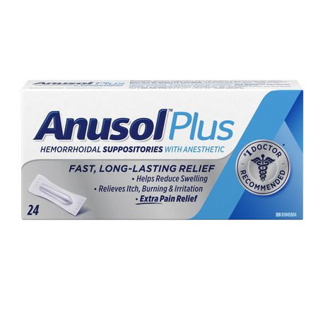 ANUSOL plus Hemorrhoidal Suppositories with Anesthetic, 24 count