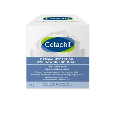 Cetaphil Optimal Hydration Daily Glow Cream | Made with Hyaluronic Acid and Niacinamide | 48hr Hydration | For Sensitive, Dry and Dehydrated Skin | 48g, Dermatologist Recommended